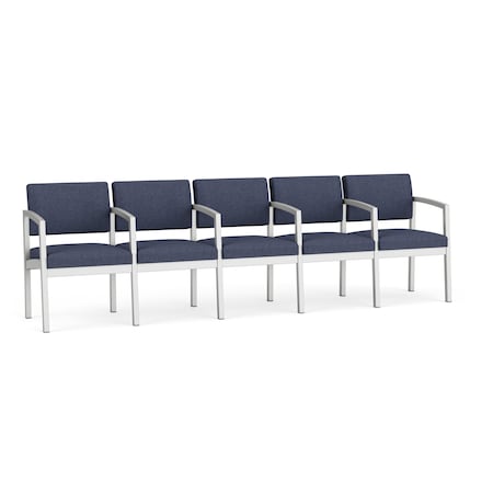 Lesro Lenox Steel 5 Seater with Center Arms, Denim (Blue) Seat, Denim Back, 106.5 W 24.5 L 32 H LS5103